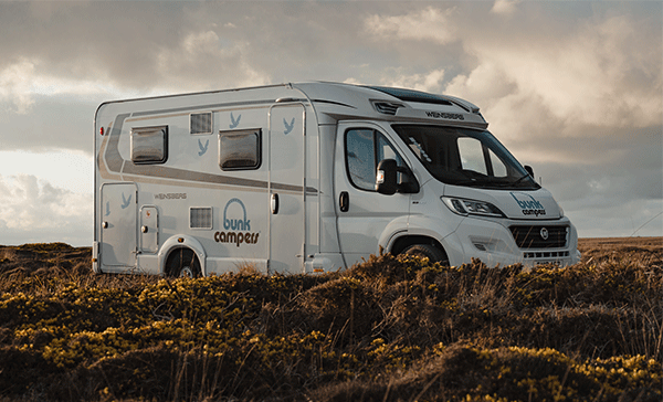 A campervan hire along the coastline of Cornwall