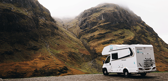 A hired motorhome in the Scottish Highlands 