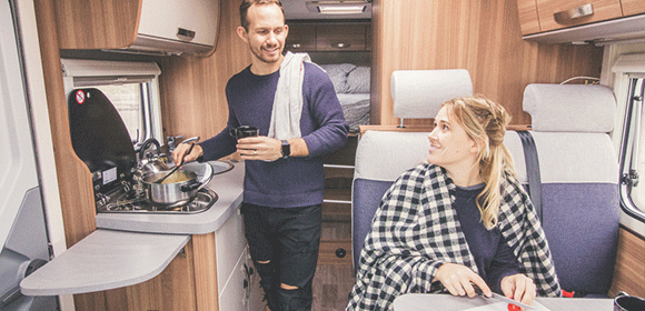 Cooking in a motorhome with your partner