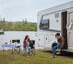 Motorhome and campervan rest at campsites